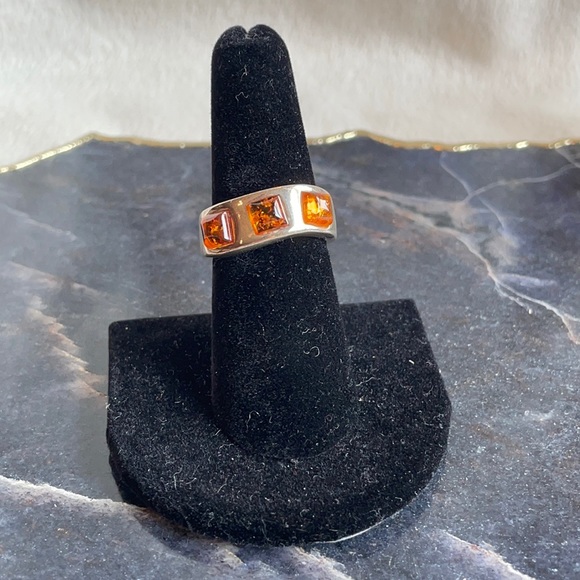 Sterling Jewelry - Sterling 925 and amber ring size 7
